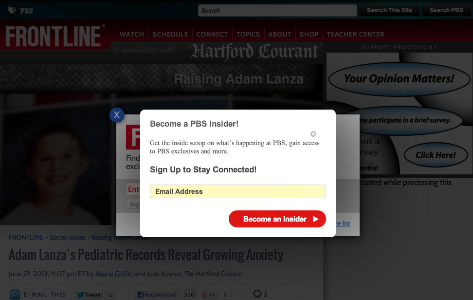 Double popup signup